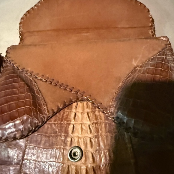 Brown Crocodile Leather Clutch
